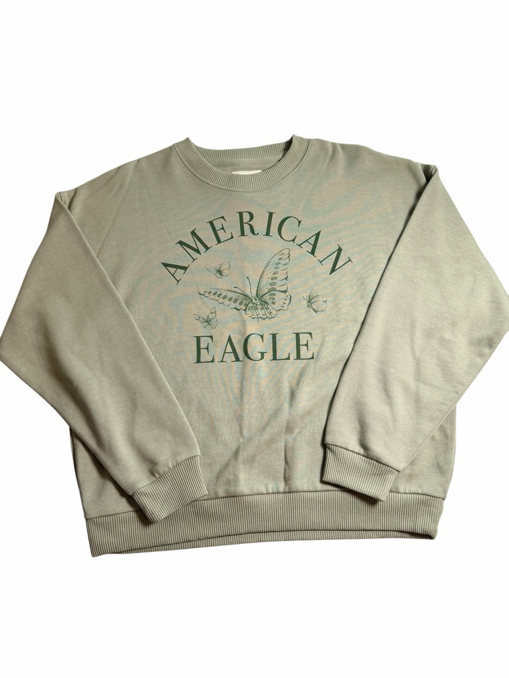 American Eagle Butterfly Oversized Crewneck Sweatshirt Sage Size Medium NEW